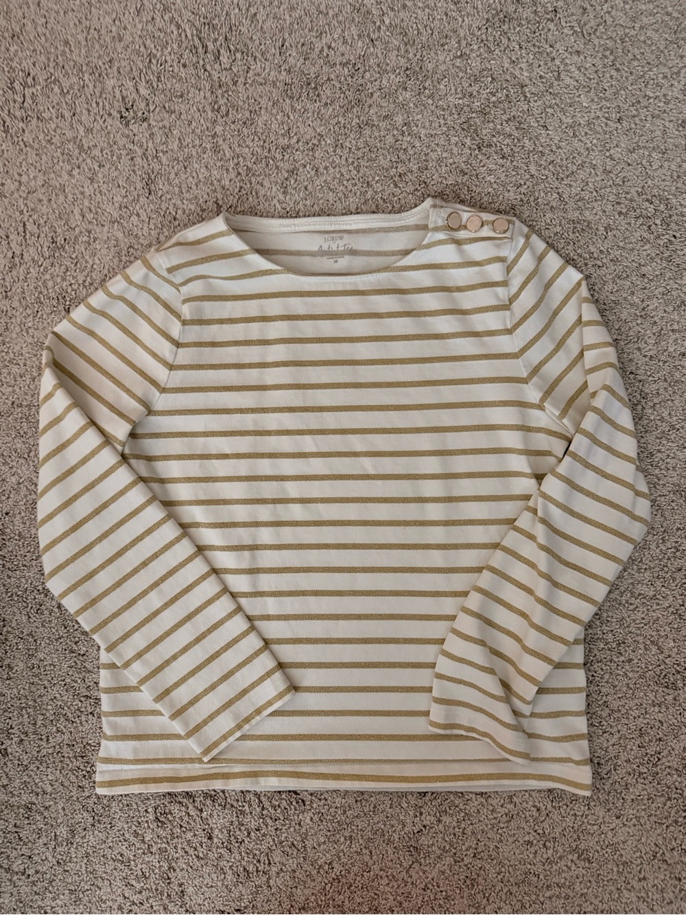 J. Crew Long-Sleeve Striped Artist Tee- Cream and Gold